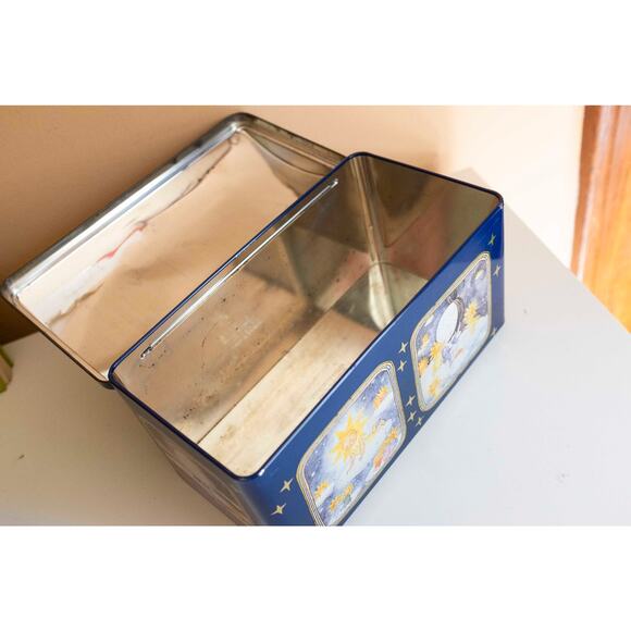 Vintage Celestial Tin Box Schmidt Made in Germany – Blue & Yellow Storage Tin - Picture 8 of 8